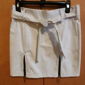 White faux leather skirt